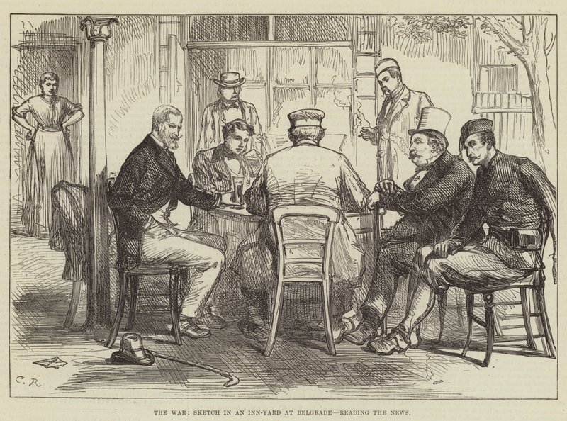 La guerra, schizzo in un cortile di una locanda a Belgrado, leggendo le notizie da Sir John Charles Robinson