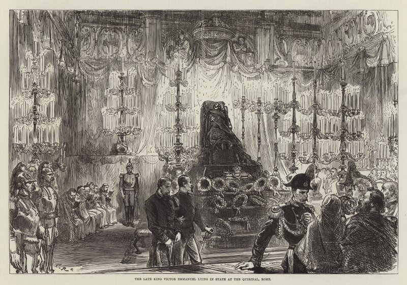 Il defunto Re Vittorio Emanuele in stato al Quirinale, Roma da Sir John Charles Robinson