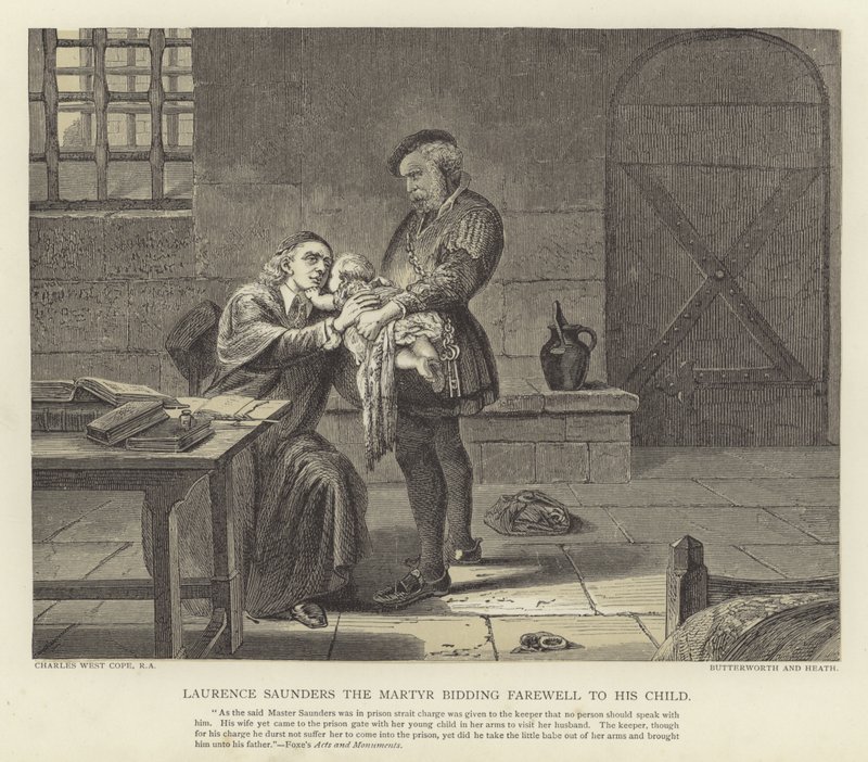 Laurence Saunders il martire che saluta il suo bambino da Charles West Cope