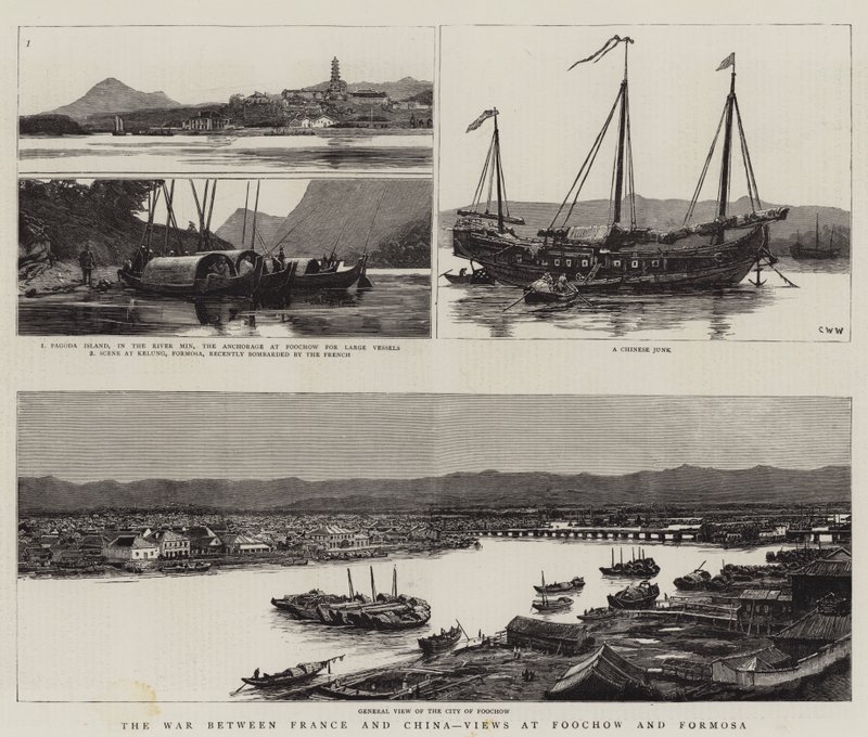 La guerra tra Francia e Cina, vedute di Foochow e Formosa da Charles William Wyllie