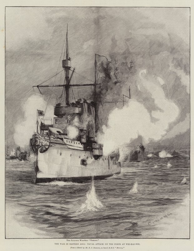 La guerra in Asia orientale, attacco navale ai forti di Wei-Hai-Wei da Charles William Wyllie