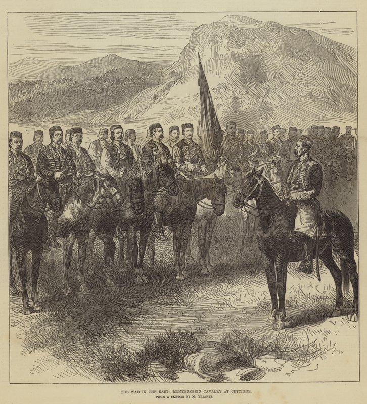 La guerra in Oriente, cavalleria montenegrina a Cettigne da Charles Yriarte