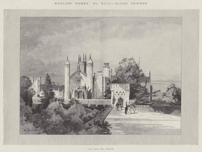 Case inglesi, Alton Towers, vista dalla terrazza da Charles Auguste Loye