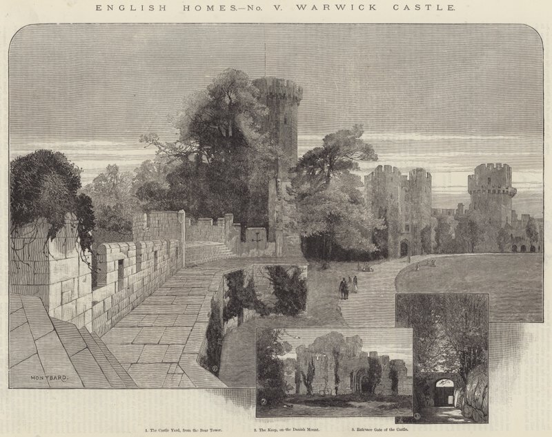 Case inglesi, castello di Warwick da Charles Auguste Loye