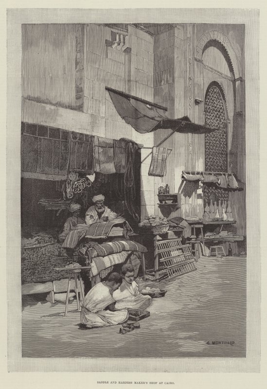 Negozio di sellaio e fabbricante di finimenti al Cairo da Charles Auguste Loye