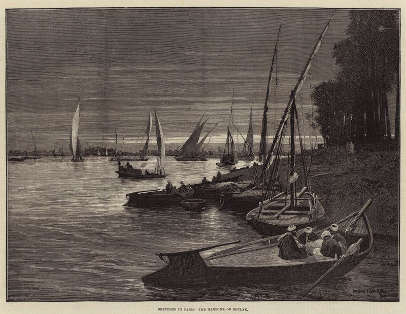 Schizzi al Cairo, il porto di Boulak da Charles Auguste Loye