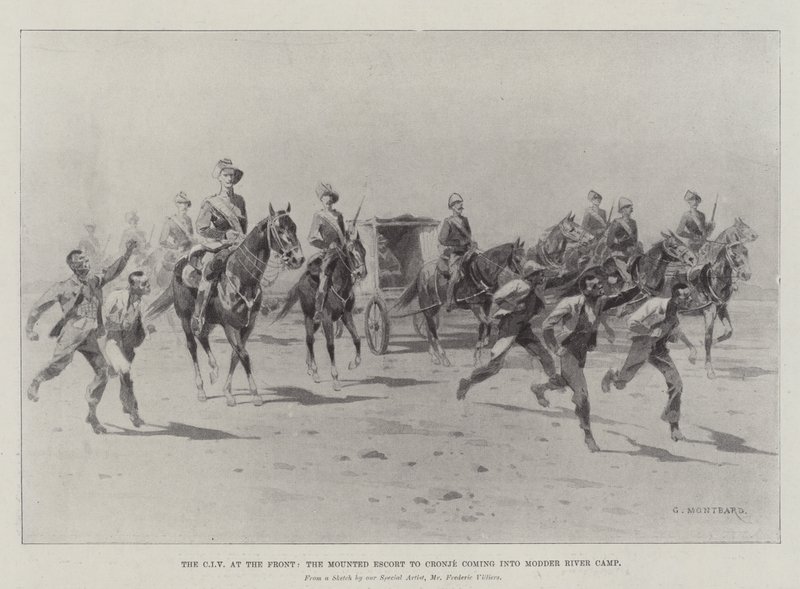 Il CIV al fronte, la scorta montata a Cronje che entra nel campo di Modder River da Charles Auguste Loye