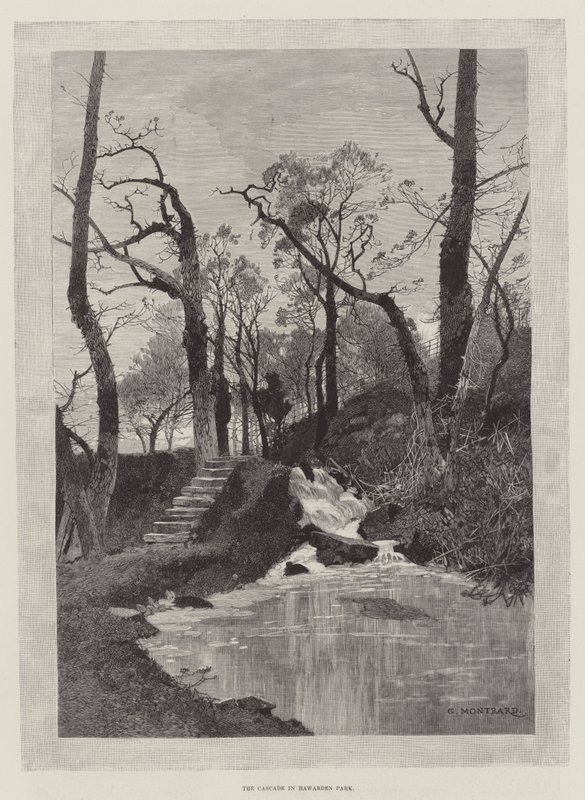 La Cascata nel Parco di Hawarden da Charles Auguste Loye