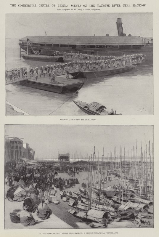 Il centro commerciale della Cina, scene sul fiume Yangtse vicino a Hankow da Charles Auguste Loye