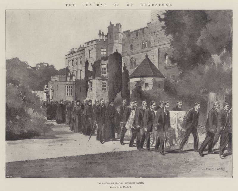 Il funerale di Mr Gladstone, la processione lascia il castello di Hawarden da Charles Auguste Loye