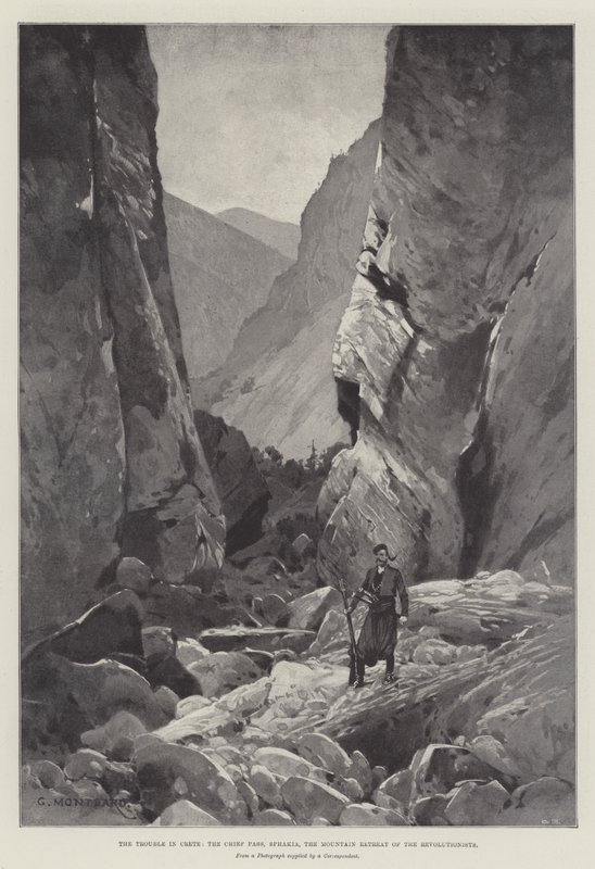I problemi a Creta, il Passo del Capo, Sphakia, il rifugio montano dei rivoluzionari da Charles Auguste Loye