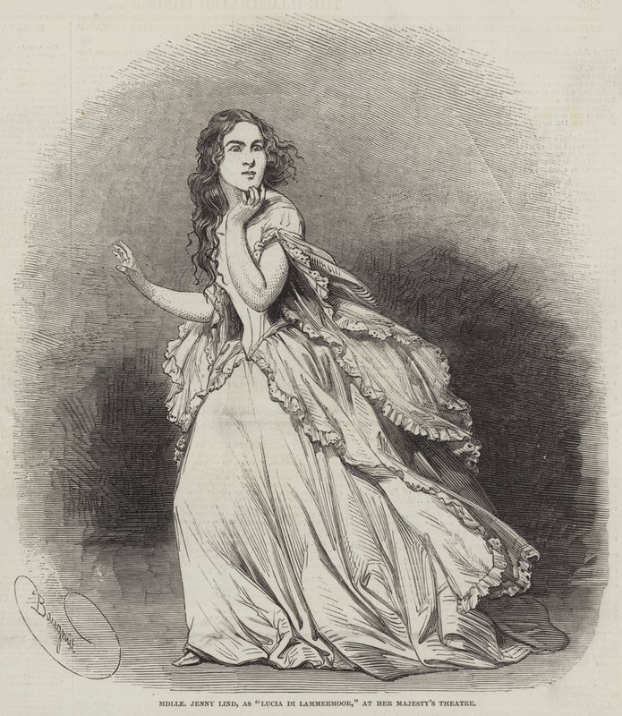 Mademoiselle Jenny Lind, come Lucia di Lammermoor, al Teatro di Sua Maestà da Charles Baugniet