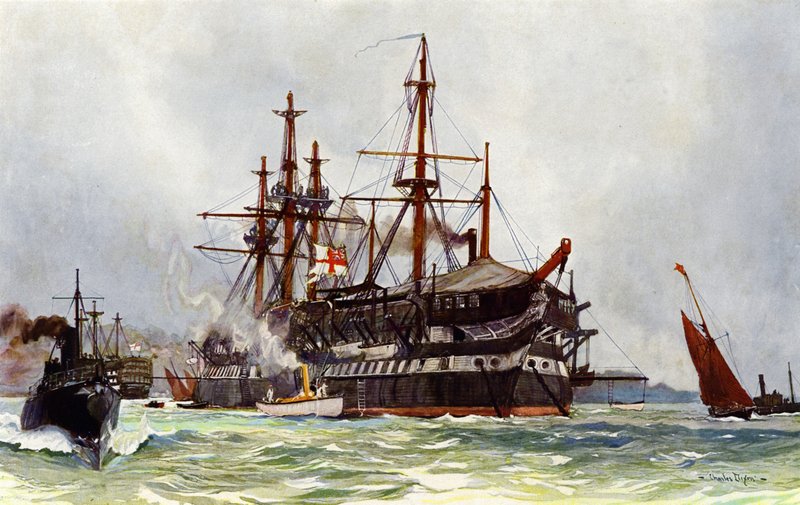 Il vecchio Implacabile (Duguay Trouin) a Devonport, 1901 da Charles Edward Dixon