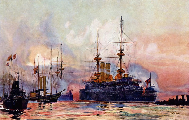 Il principe Giorgio a Spithead: il requiem navale della regina Vittoria da Charles Edward Dixon