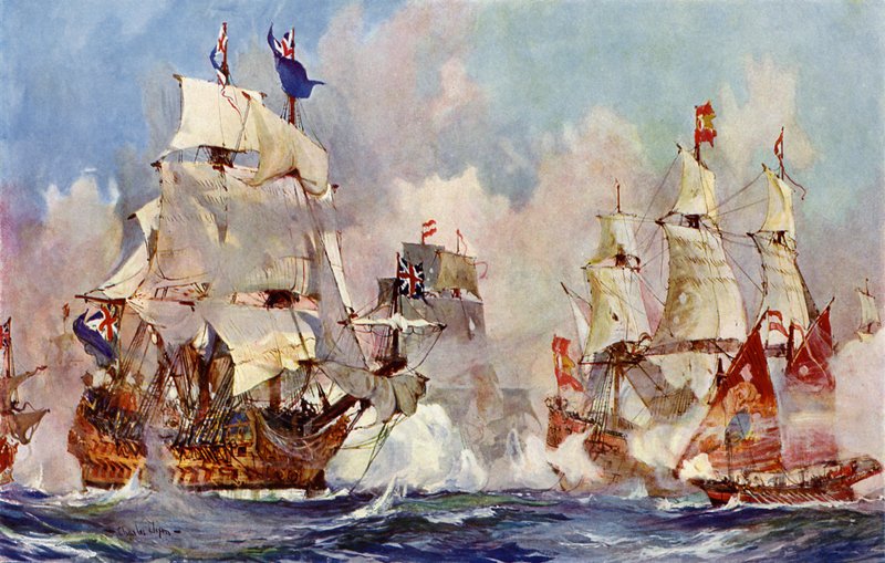 Il Principe Giorgio alla Battaglia di Malaga, 1704 da Charles Edward Dixon