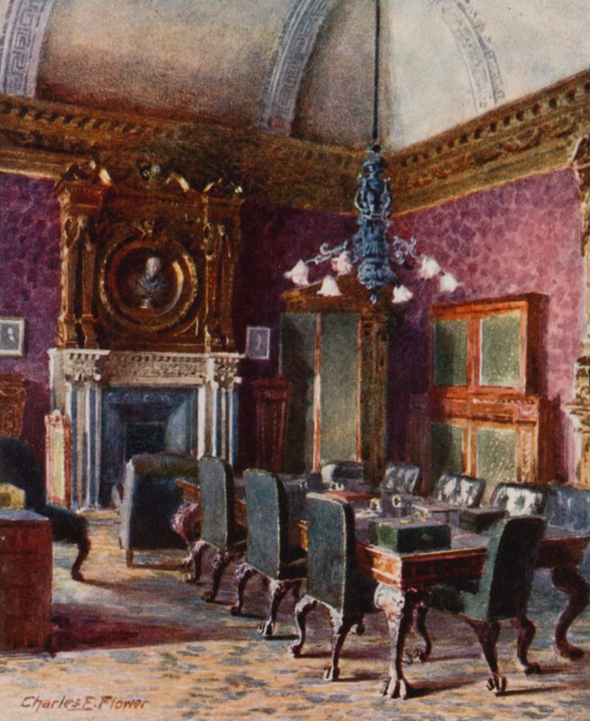 La sala del Consiglio del Tesoro, ufficio del Cancelliere dello Scacchiere da Charles Edwin Flower