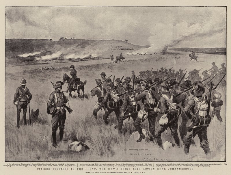 Soldati cittadini al fronte, i CIV in azione vicino a Johannesburg da Charles Edwin Fripp