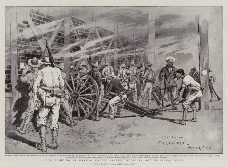 I combattimenti a Manila, truppe statunitensi in azione a Calumpit da Charles Edwin Fripp
