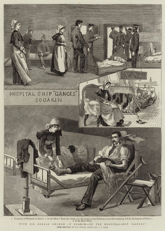 Con Sir Gerald Graham a Suakim, sulla nave ospedale Ganges da Charles Edwin Fripp