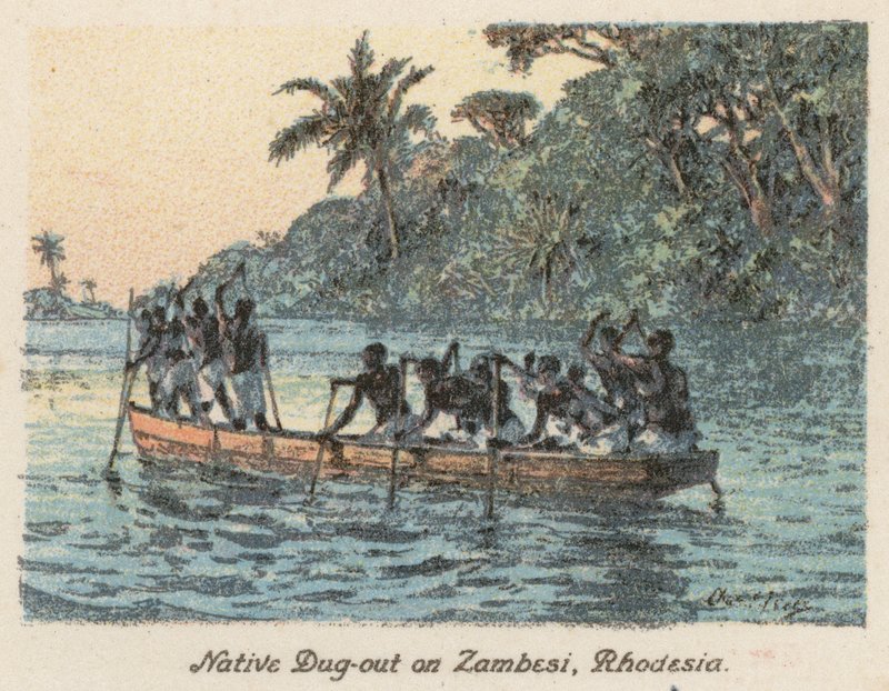 Sudafrica: Canoe indigene sullo Zambesi, Rhodesia da Charles Ernest Peers