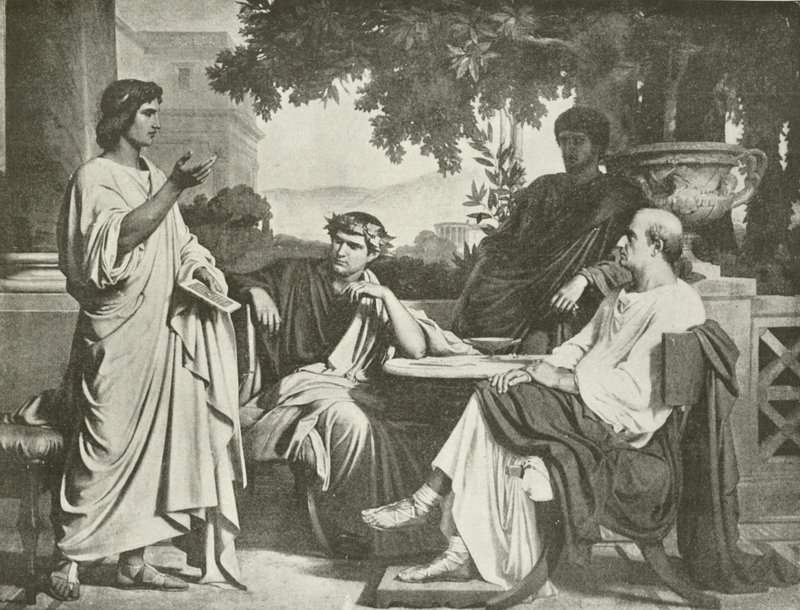 Virgilio, Orazio e Vario a casa di Mecenate (incisione) da Charles François Jalabert