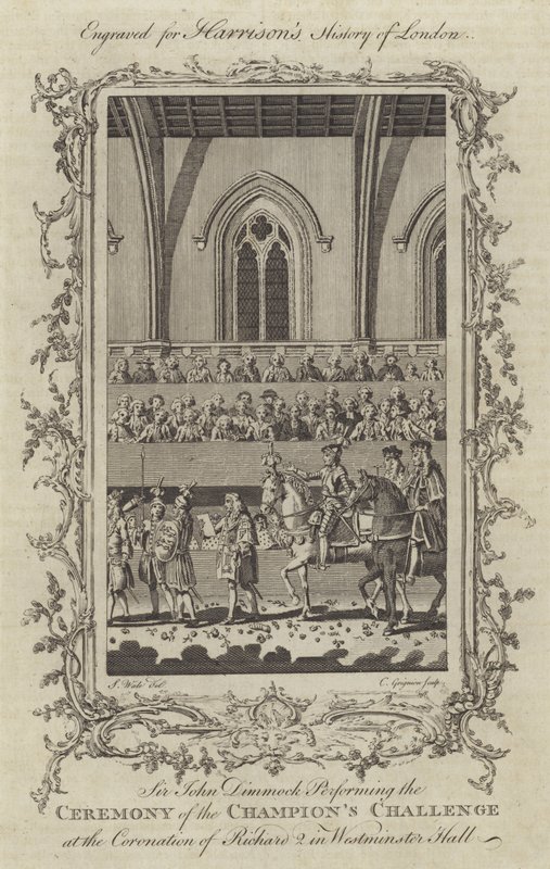 Sir John Dimmock che esegue la cerimonia della sfida del campione all