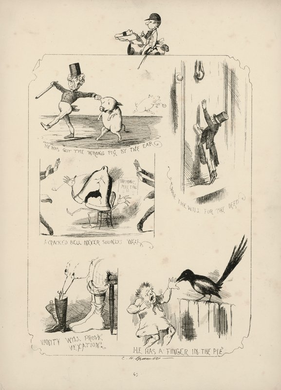 Pagina dai Proverbi con illustrazioni di Charles H Bennett da Charles Henry (after) Bennett