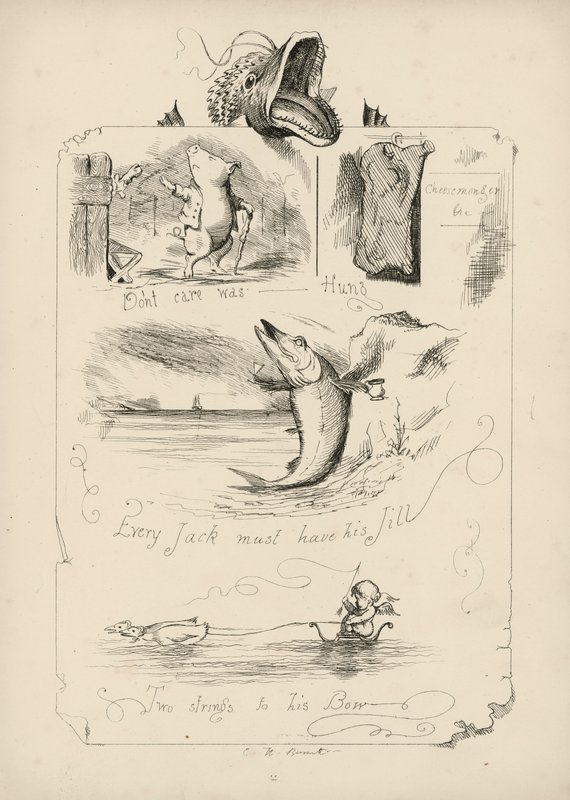 Pagina dai Proverbi con illustrazioni di Charles H Bennett da Charles Henry (after) Bennett