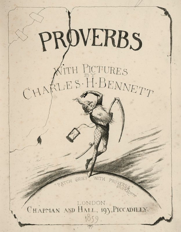 Illustrazione del frontespizio per Proverbi con immagini di Charles H Bennett da Charles Henry (after) Bennett