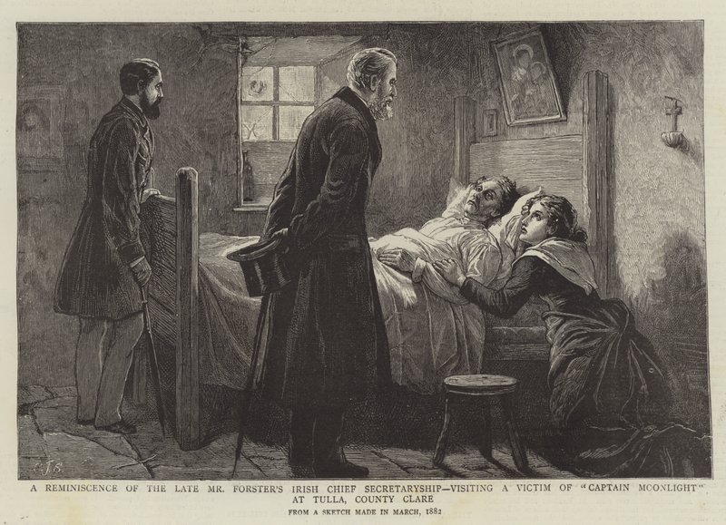Un ricordo del defunto signor Forster come segretario capo irlandese, visitando una vittima di Captain Moonlight a Tulla, contea di Clare da Charles J. Staniland