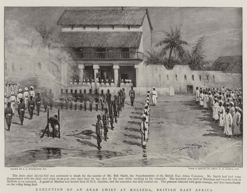 Esecuzione di un capo arabo a Melinda, Africa orientale britannica da Charles J. Staniland