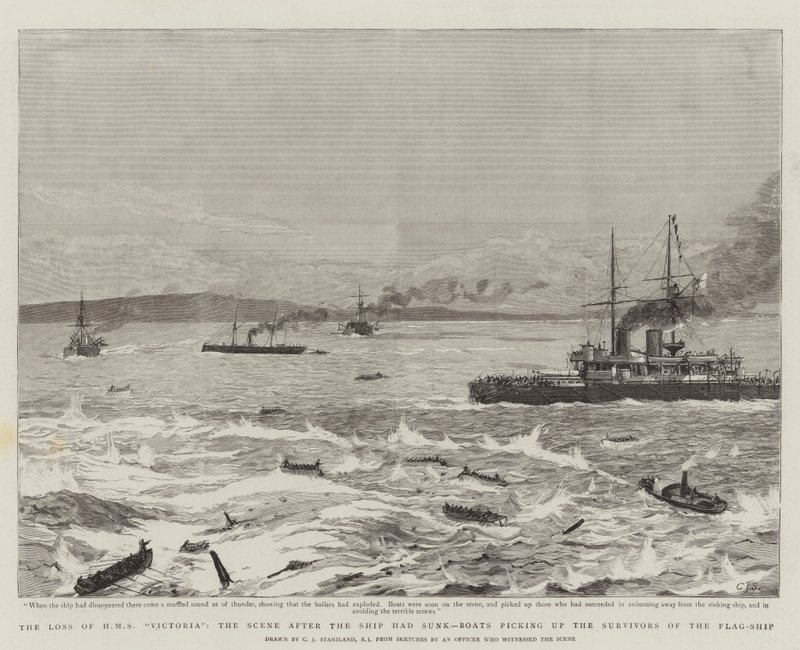 La Perdita della HMS Victoria, la Scena dopo l