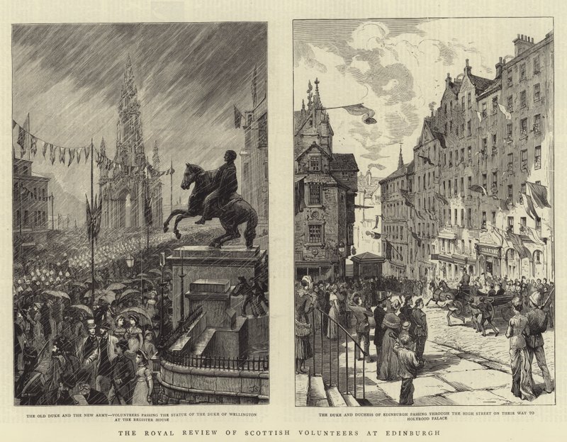 La revisione reale dei volontari scozzesi a Edimburgo da Charles J. Staniland