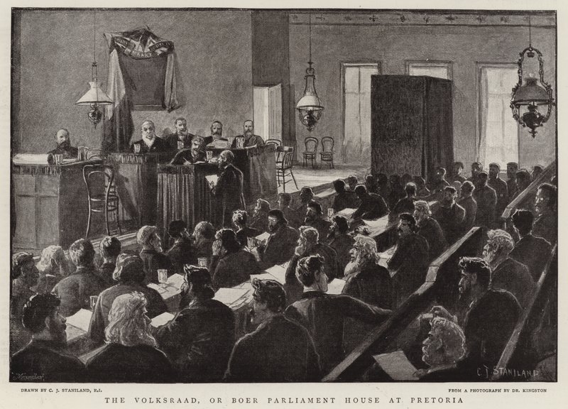 Il Volksraad, o Parlamento Boero a Pretoria da Charles J. Staniland