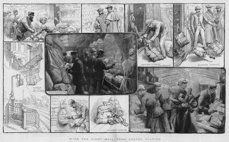 Con la posta notturna dalla stazione di Euston (incisione) da Charles J. Staniland