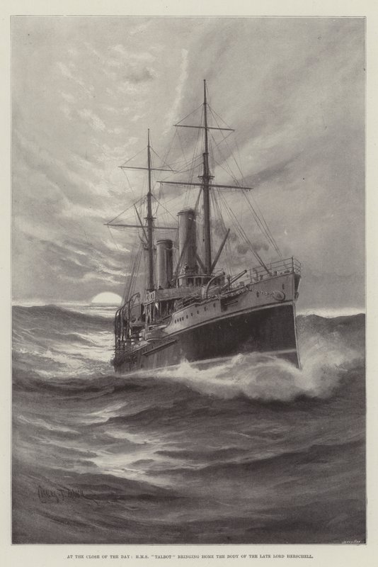 Alla Fine della Giornata, HMS Talbot riporta il Corpo del defunto Lord Herschell da Charles John de Lacy