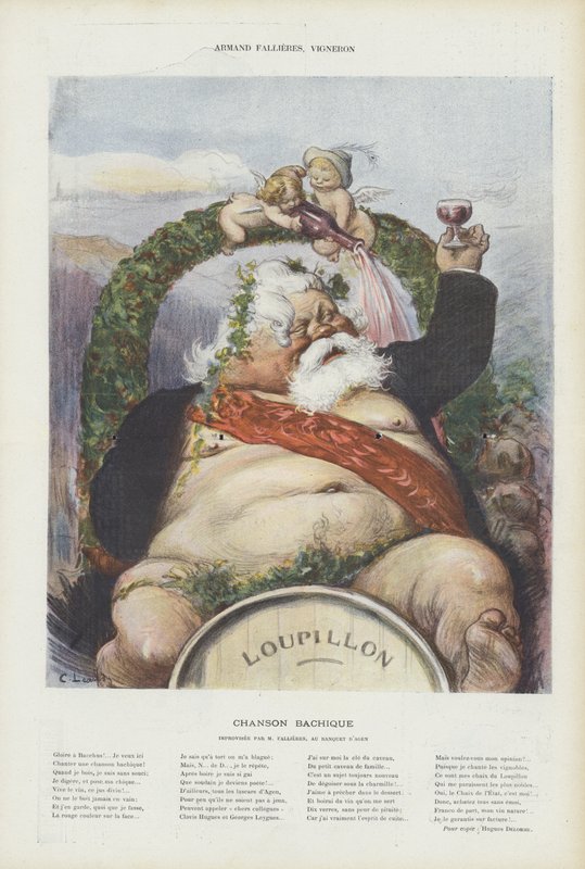 Armand Fallieres, viticoltore. Illustrazione per Le Rire da Charles Leandre