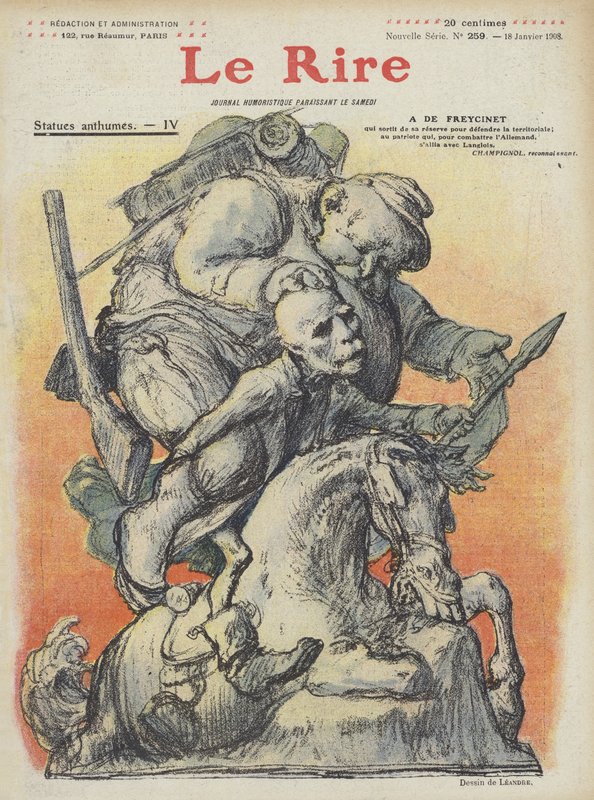 Caricatura del primo ministro francese Charles de Freycinet. Illustrazione per Le Rire da Charles Leandre