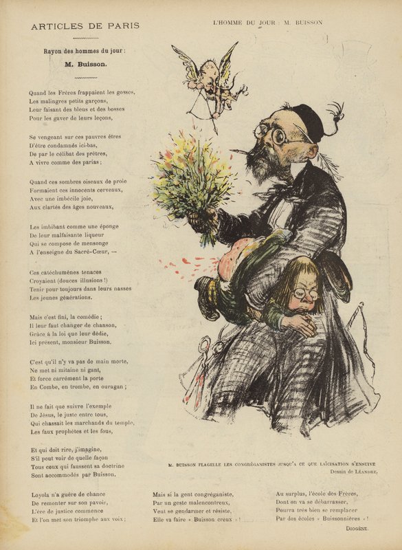 Caricatura del politico francese Ferdinand Buisson. Illustrazione per Le Rire da Charles Leandre