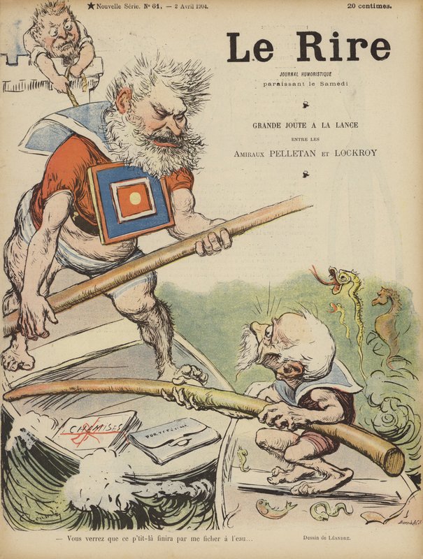 Caricatura dei politici francesi Camille Pelletan ed Edouard Lockroy. Illustrazione per Le Rire da Charles Leandre