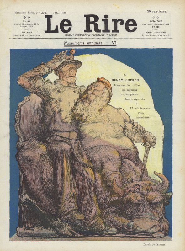 Caricatura di Henry Cheron, Sottosegretario di Stato francese per la Guerra. Illustrazione per Le Rire da Charles Leandre