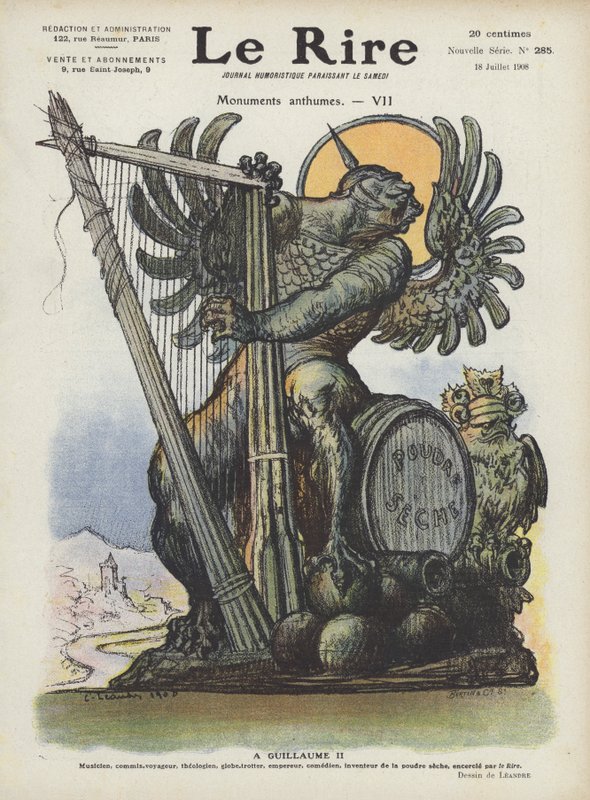Caricatura del Kaiser Guglielmo II di Germania. Illustrazione per Le Rire da Charles Leandre