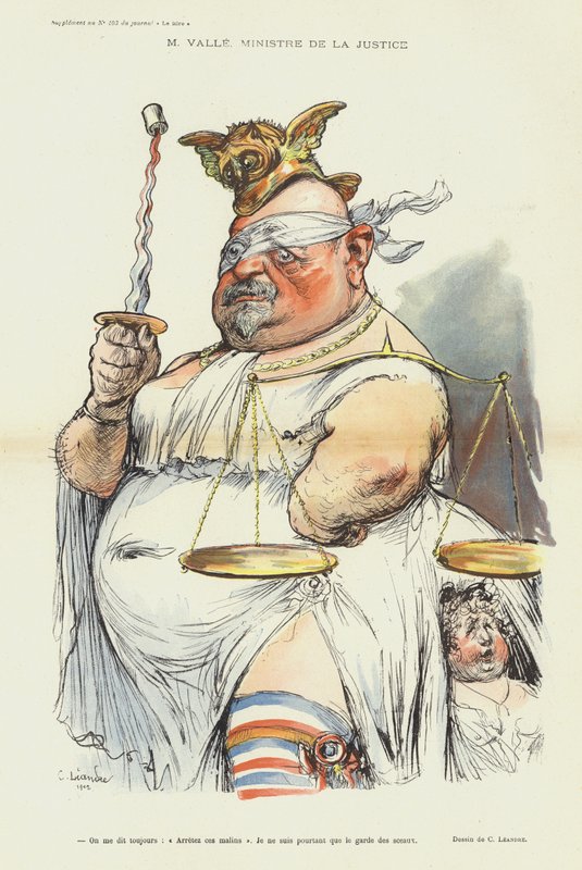 Ernest Valle, Ministro della Giustizia francese, illustrazione per Le Rire da Charles Leandre