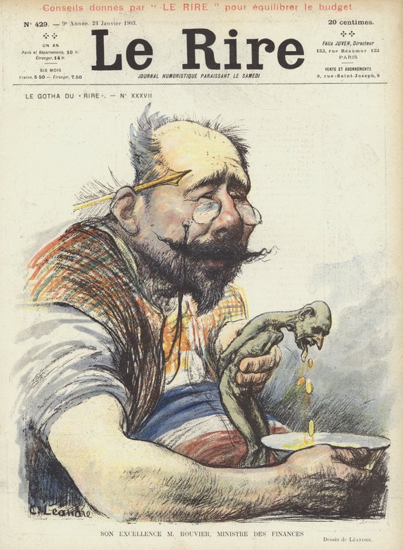 Sua Eccellenza Mr Rouvier, Ministro delle Finanze. Illustrazione per Le Rire da Charles Leandre