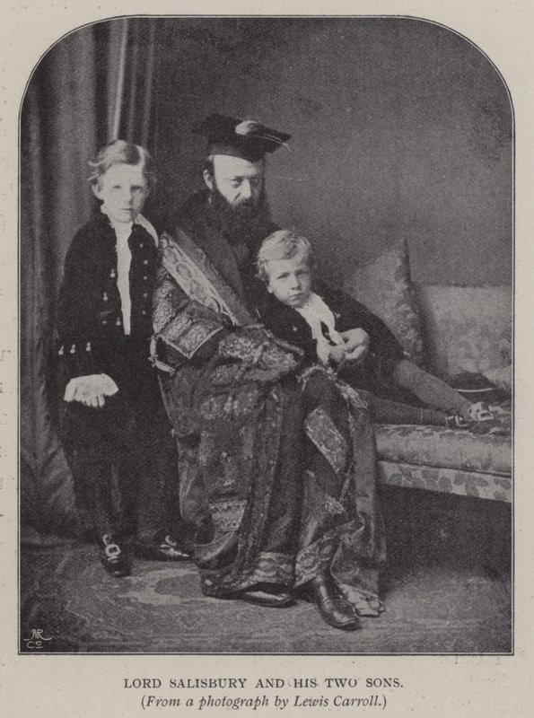 Lord Salisbury e i suoi due figli (foto in bianco e nero) da Charles Lutwidge Dodgson
