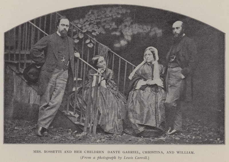 Mrs Rossetti e i suoi figli Dante Gabriel, Christina e William da Charles Lutwidge Dodgson