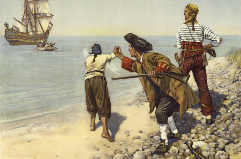 Marooned, un incidente ai tempi dei bucanieri (litografia a colori) da Charles Murray Padday
