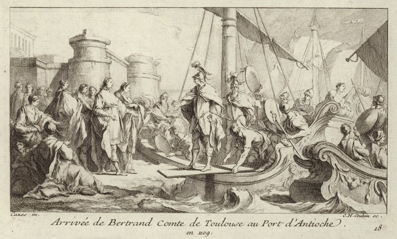 Arrivo di Bertrand, conte di Tolosa, al porto di Antiochia, per assumere il governo della Contea di Tripoli da Charles Nicolas II Cochin