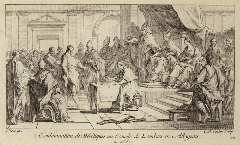 Condanna dei Catari come eretici al Concilio di Lombers, Francia da Charles Nicolas II Cochin