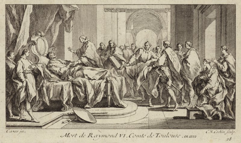 Morte di Raimondo VI, conte di Tolosa da Charles Nicolas II Cochin